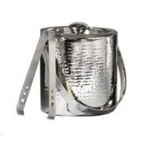 Hammered Ice Bucket with Tongs, Doublewall, 